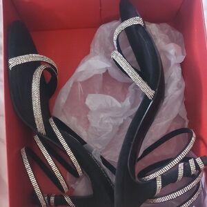 True Religion Black Heels with Sparkling Straps